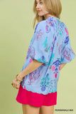 Floral Encyclopedia V-Neck Ruffle Blouse