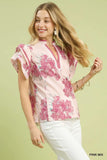 Blush Garden Flutter Sleeve Top- Pink Mix