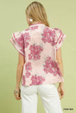 Blush Garden Flutter Sleeve Top- Pink Mix