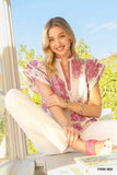 Blush Garden Flutter Sleeve Top- Pink Mix