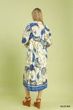 Ornate Paisley Puff Sleeve Midi Dress