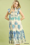 Boho Medallion Tiered Midi Dress