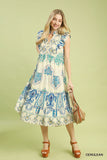 Boho Medallion Tiered Midi Dress