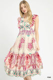 Boho Medallion Tiered Midi Dress