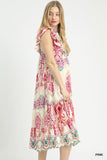 Boho Medallion Tiered Midi Dress
