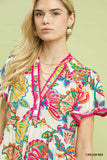 Island Escape Flutter Sleeve V-Neck Midi Dress