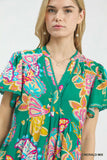 Island Escape Flutter Sleeve V-Neck Midi Dress