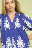 Resort Days Split Neck Puff Sleeve Mini Dress