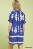 Resort Days Split Neck Puff Sleeve Mini Dress