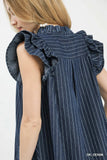 Pinstripe Charm Denim Dress- Dk Denim