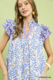 Periwinkle Paisley Ruffle Tier Midi Dress