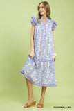 Periwinkle Paisley Ruffle Tier Midi Dress