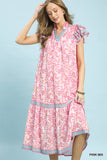Periwinkle Paisley Ruffle Tier Midi Dress