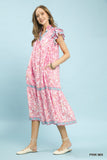 Periwinkle Paisley Ruffle Tier Midi Dress