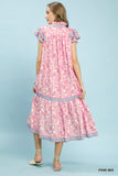 Periwinkle Paisley Ruffle Tier Midi Dress