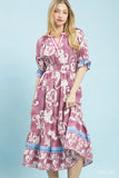 Whispering Rose Midi Dress- Rose MIx