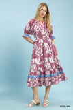 Whispering Rose Midi Dress- Rose MIx