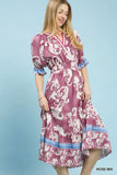 Whispering Rose Midi Dress- Rose MIx