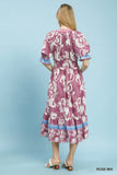 Whispering Rose Midi Dress- Rose MIx