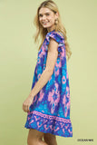 Painted Ikat Flutter Sleeve Swing Dress