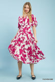 Petal Garden Smocked Waist Midi Dress