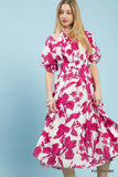 Petal Garden Smocked Waist Midi Dress