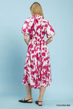 Petal Garden Smocked Waist Midi Dress