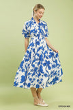 Petal Garden Smocked Waist Midi Dress