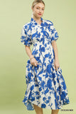 Petal Garden Smocked Waist Midi Dress