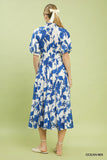 Petal Garden Smocked Waist Midi Dress