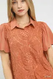 Autumn Lace Knit Top- Clay