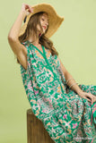 Halter Neck Medallion Tiered Midi Dress