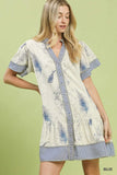 Fernwood Print Button-Front Tiered Mini Dress