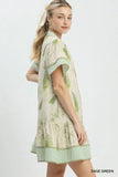 Fernwood Print Button-Front Tiered Mini Dress