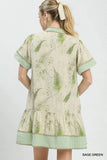 Fernwood Print Button-Front Tiered Mini Dress