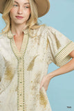 Fernwood Print Button-Front Tiered Mini Dress