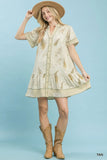 Fernwood Print Button-Front Tiered Mini Dress