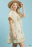 Fernwood Print Button-Front Tiered Mini Dress