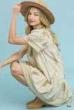 Fernwood Print Button-Front Tiered Mini Dress