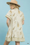 Fernwood Print Button-Front Tiered Mini Dress