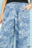 Paisley Breeze Wide Leg Crop Pants - Light Denim