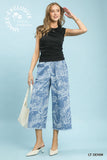 Paisley Breeze Wide Leg Crop Pants - Light Denim