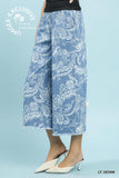 Paisley Breeze Wide Leg Crop Pants - Light Denim