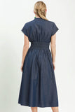 Embroidered Denim Midi Dress - Indigo
