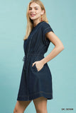 Weekend Wander Denim Dress- Dark Denim