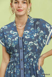 Bluebell Bloom Midi Dress - Denim Blue