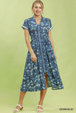 Bluebell Bloom Midi Dress - Denim Blue