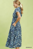 Bluebell Bloom Midi Dress - Denim Blue