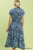 Bluebell Bloom Midi Dress - Denim Blue