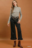 Ruffle Hem Wide Leg Pants- Black